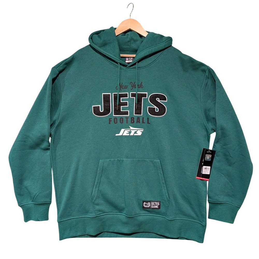 NWT Ultra Game NFL New York Jets Green Fleece Hoodie XXL Game Day MSRP 85